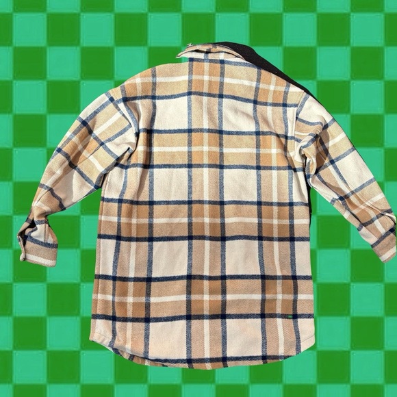Dickies Tan and Blue Plaid Shirt Jacket - Picture 3 of 7